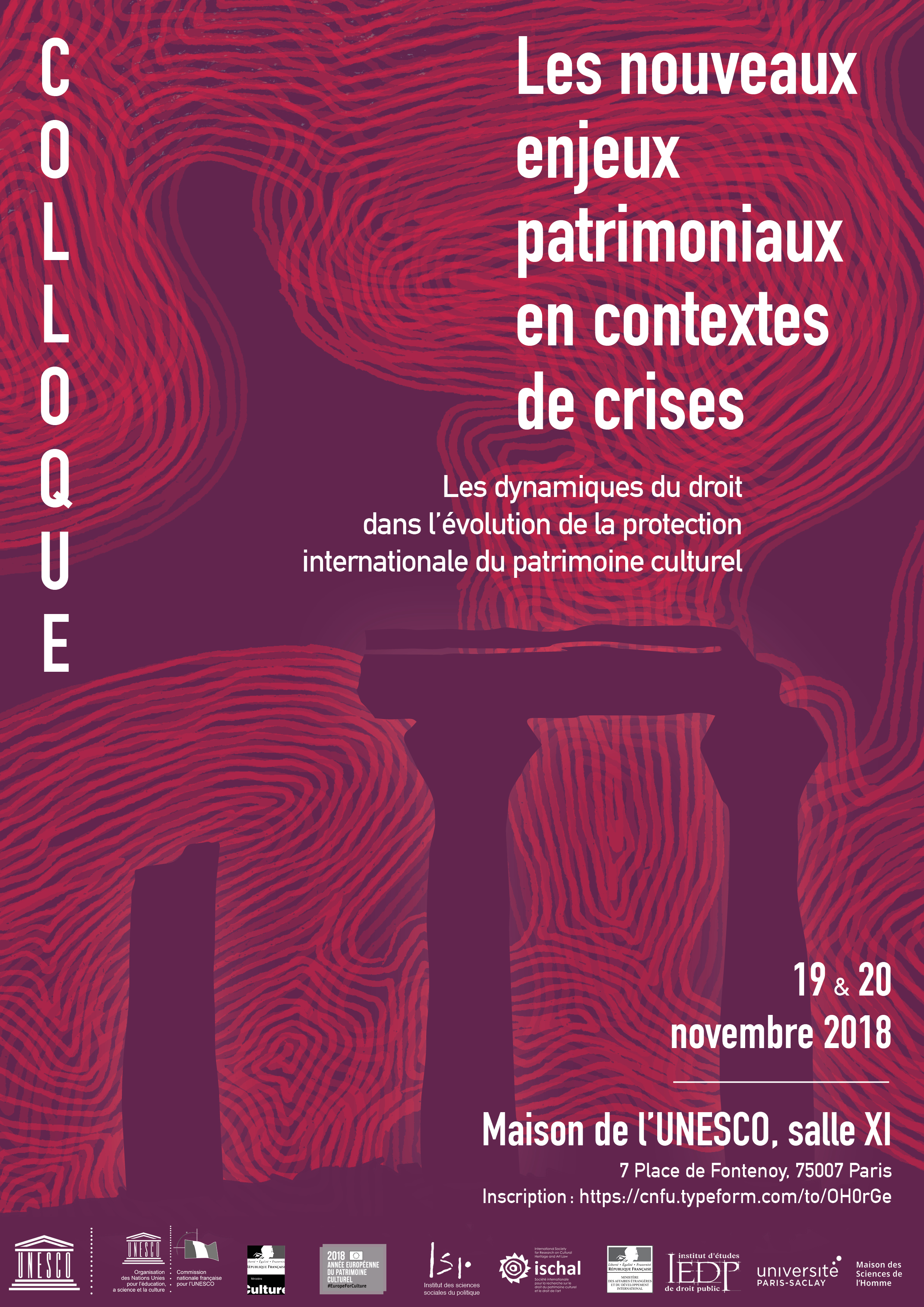 Affiche du colloque "Les nouveaux enjeux patrimoniaux en contextes de crise" - Maison de l'Unesco