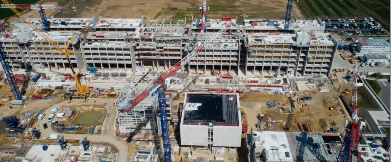 Le chantier de l'ENS Paris-Saclay vue du ciel