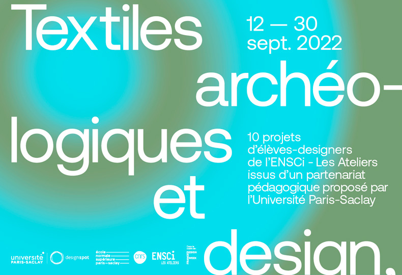 Affiche de l'exposition : Design et textiles archéologiques - Crédit photo : Design Spot - Université Paris-Saclay