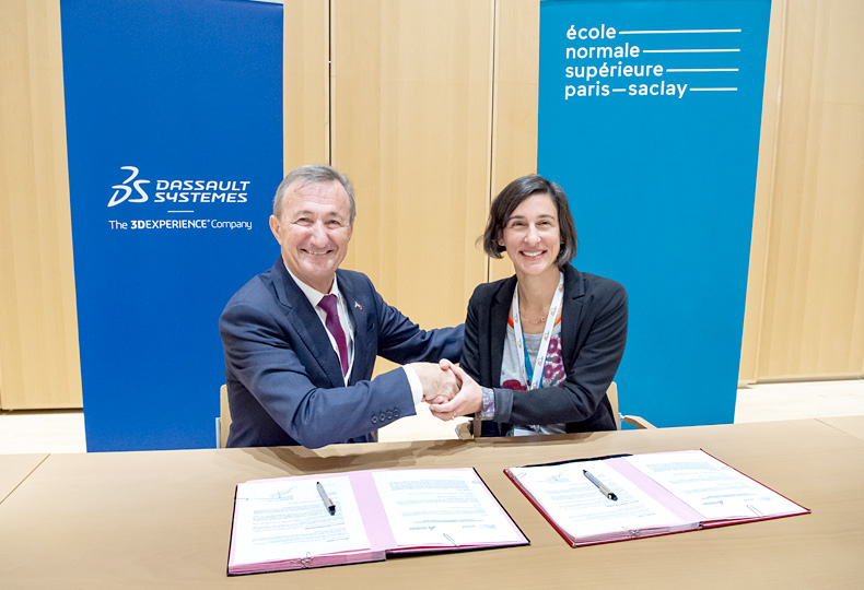 Bernard Charlès, Vice-Chairman and CEO of Dassault Systèmes and ENS Paris-Saclay alumnus and Nathalie Carrasco, President of ENS Paris-Saclay