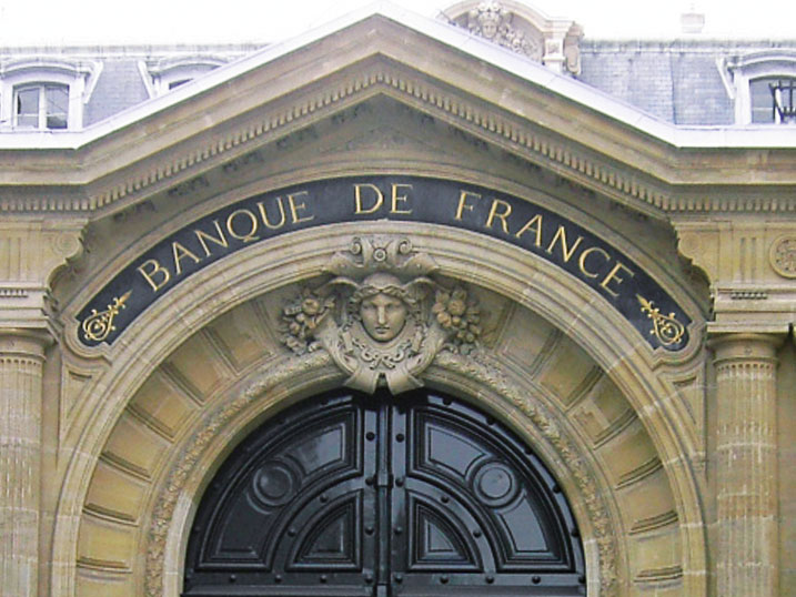Portail de la Banque de France, anciennement Hôtel de Toulouse, n° 1 de la rue La Vrillière (ex rue de la Vrillière), Ier arrondissement, Paris, France.