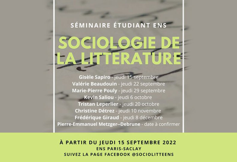 Séminaire étudiant : Sociologie de la littérature