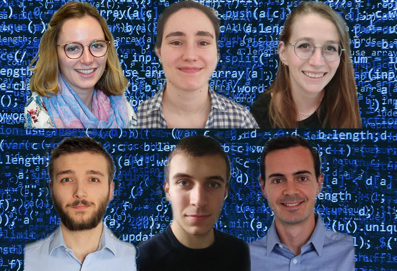 Lauréats du hackathon mondial en codage 2021 : Clotilde CHAMBREUIL, Héloïse ROSTAGNI, Matthieu DIAZ, Ronan  SCANFF, Alexandre DABY-SEESARAM et Morgane CHAPELIER