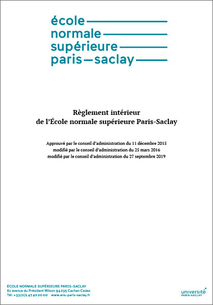 Règlement intérieur de l'ENS Paris-Saclay