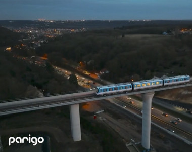 Test sur le viaduc d'une rame de la future ligne 18